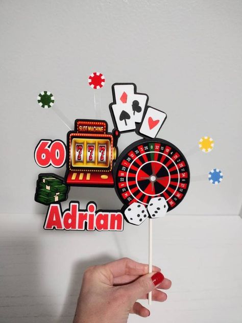 Casino Cake Topper, Casino Theme Cake, Cake Topper For Men, Birthday Party For Him, Casino Cake, Personalized Birthday Cake, Poker Cake, Casino Poker, Theme Cake