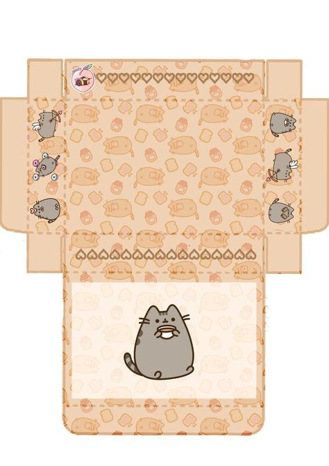 Pusheen Gifts, Papercraft Templates Printables, Pusheen Birthday, Envelope Template Printable, Cat Template, Pusheen Cute, Cute Envelopes, Paper Toys Template, Paper Craft Tutorials