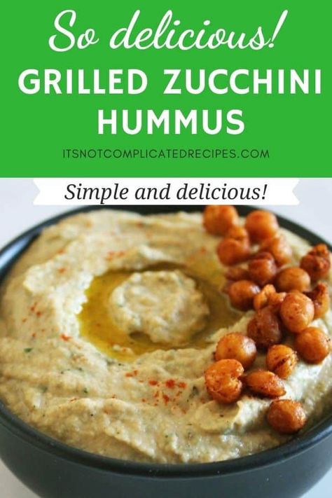 Classic Hummus Recipe, Zucchini Hummus, Classic Hummus, Vegetarian Grilling, Complicated Recipes, Vegan Appetizers Recipes, Grilled Flatbread, Canapes Recipes, Roast Zucchini