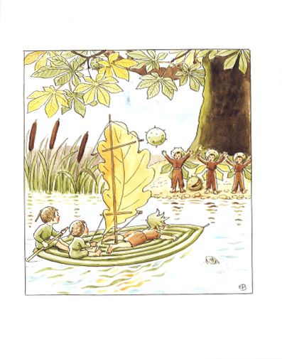 Elsa Beskow - Woody, Hazel and Little Pip - Floris Books Vintage Forest, Autumn Leaves, Illustrator, Forest, Water