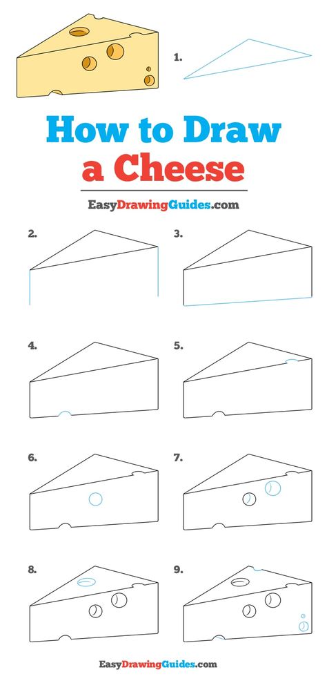 Cheese Drawing, Artistic Drawings, Drawing Ideas List, How To Draw Steps, Easy Drawing Tutorial, Drawing Tutorials For Kids, Drawing Drawing, Easy Doodle Art, Homeschool Art