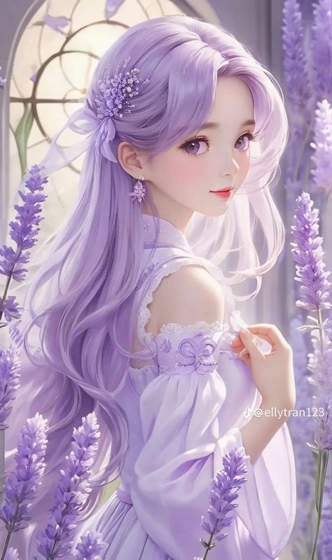 Cool Anime Girlies, Anime Drawing Girly Cute, Purple Girl Wallpaper, Beautiful Girly Wallpapers, Anime Girlies Cute, Iphone Wallpaper Girly Cute, Girly Character, Girly M Instagram, Anime Purple Hair