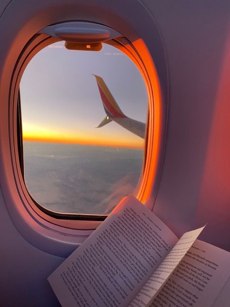 Airplane flight reading book travel Aesthetic Flight Pics, Aesthetic Trip, Airplane Aesthetic, Plane Window, Moonlight Photography, Airplane Wallpaper, Vision Board Images, Airplane Photography, Photos For Profile Picture