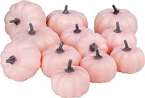 BESTTOYHOME 12 Pcs Assorted Faux Small Light Pink Pumpkins Decorative Pumpkins Pale Pink Foam Pumpkins for Fall Halloween Thanksgiving Wedding Baby Shower Table Centerpiece Farmhouse Decor Thanksgiving Wedding, Baby Shower Table Centerpieces, Foam Pumpkins, Baby Shower Table, Thanksgiving Centerpieces, Pink Pumpkins, Small Light, Fashion Toys, Pumpkin Decorating