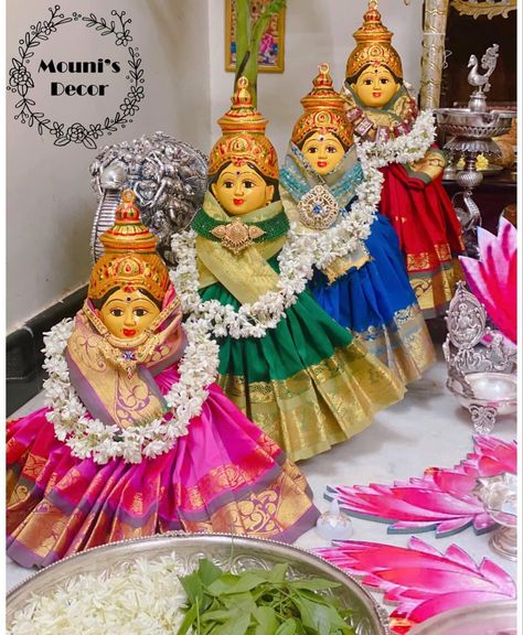 Follow Mouni’s Decor (@mounis_decor) for more Ashtalakshmi Images, Varalakshmi Decoration, Navaratri Golu, Bike Names, Kalash Decoration, Varalakshmi Pooja, Lakshmi Pooja, Coconut Decoration, Varalakshmi Vratham