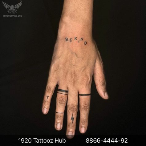 Stack Style Ring Finger Tattoos Men Finger Tattoos, Fist Tattoo, Tiny Tattoos With Meaning, Ring Finger Tattoo, Knee Tattoos, Ring Tattoo Designs, Artwork Tattoo, Simple Arm Tattoos, Simple Tattoos For Guys