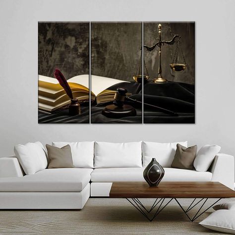 Justice Law Wall Art is an elegant addition to your workspace or law office. This high-quality art print is designed with premium materials to truly complement your existing decor. Attorney Office Decor, Office Paintings, Indian Seating, Attorney Office, Law Office Design, Lawyer Office Decor, Office Space Decor, Law Office Decor, Books Photography