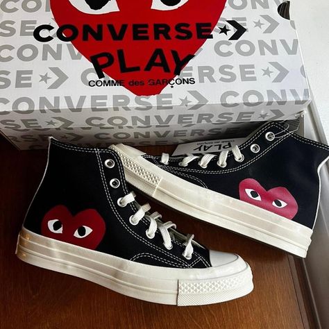 Cdg high top converse black Comes with box Perfect... - Depop High Top Converse Black, Converse Comme Des Garcons, Comme Des Garcons Converse, High Top Converse, Xmas List, Converse Black, Black High Tops, Sneaker Games, Dream Shoes