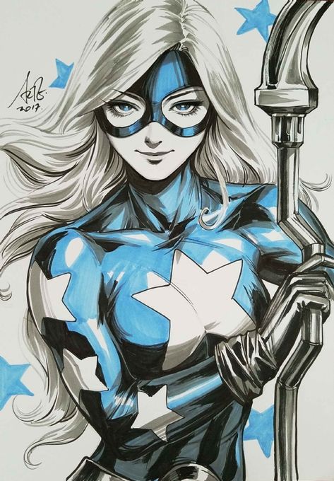 Stargirl - Stanley Artgerm Lau Comic Art Stanley Artgerm, Drawing Superheroes, Avengers Art, Marvel Black Panther, Comic Book Art, The Amazing Spider Man, Cute Fantasy Creatures, Artist Alley, Art Comic