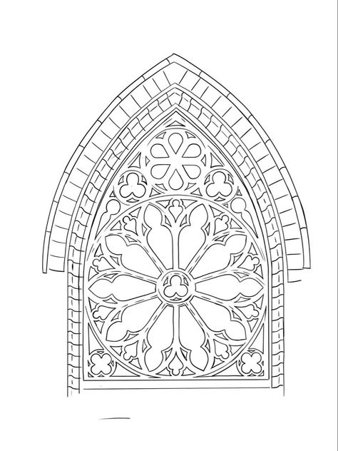 Gothic Window Tattoo Design, Cathedral Tattoo Design, Cathedral Window Tattoo, Cathedral Tattoo, Memorial Tattoo Ideas, Gothic Door, Filigree Tattoo, Gothic Windows, Tattoo Zeichnungen