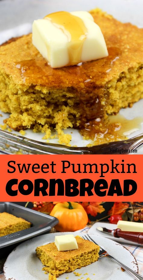 Fall Chex Mix Recipes, Pumpkin Cornbread Recipe, Jiffy Cornbread Recipes, Pumpkin Cornbread, Cornbread Recipe Sweet, Cornbread Recipes, Sweet Cornbread, Recipes Thanksgiving, Cornbread Recipe