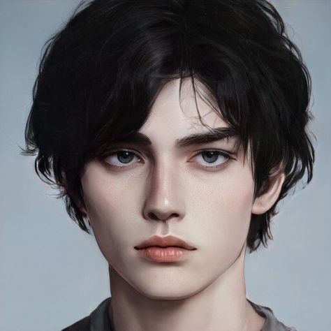 Dark Hair Blue Eyes, Artbreeder Portraits, Turquoise Eyes, Natural Face Skin Care, Character Inspiration Male, Boy Face, Digital Portrait Art, Tim Drake, Art Style Inspiration