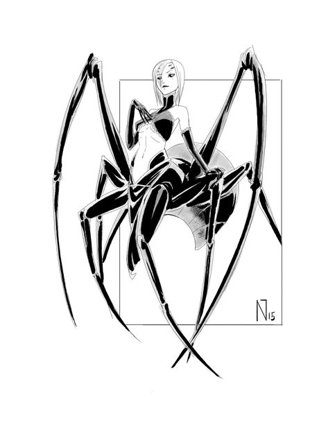 Arachne Character Design, Spider Woman Drawing, Half Spider Half Human, Spider Person Hybrid, Spider Lady, Monster Museum, Spider Queen, Monster Girl Encyclopedia, Monster Girls