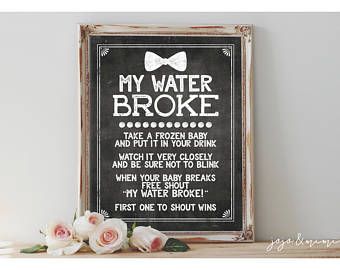 Instant "My Water Broke' Printable Baby Shower Game Frozen Ice Baby Shower Ideas Digital File Chalkboard Bowtie Sign Little Man Theme Gift Card Tree, Chalkboard Party, Sangria Bar, Italian Cream Soda, Truck Theme Birthday, Slider Bar, Italian Cream, Rustic Chalkboard, Italian Soda