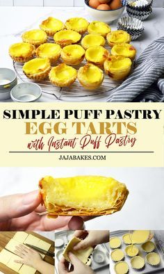 Puff Pastry Egg Tart, Sweet Puff Pastry Recipes, Chinese Egg Tart, Egg Pastry, Egg Tart Recipe, Portuguese Egg Tart, Pepperidge Farm Puff Pastry, 3 Ingredient Desserts, Puff Pastry Desserts