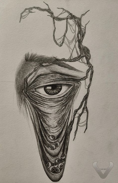 Tired eye fused with a branch Emotions Through Eyes, Out Of Place Drawing, Abstract Art On Paper, Eye With Wings Drawing, Tired Eyes Draw, Doe Eyes Drawings, Psychology Art Drawing, Weird Eye Drawings, Out Of Place Art