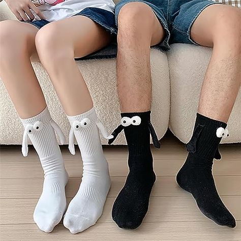 Hand Socks, Black And White Couples, Couple Holding Hands, Black And White Cartoon, Cozy Socks, Funny Socks, Funny Couples, Cute Socks, Tube Socks