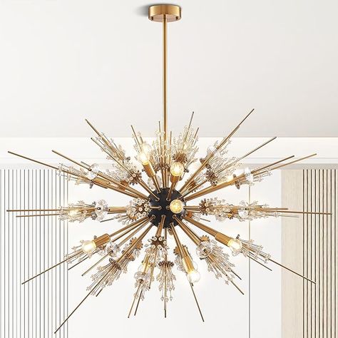 17-Light Sputnik Crystal Chandelier Farmhouse Light Fixture, Dia 40" Mid Century Satellite Starburst Pendant Ceiling Light for Living Room Bedroom Dining Room Entryway Foyer - Amazon.com Chandelier Farmhouse, Farmhouse Light Fixtures, I Love Lamp, Ceiling Fan In Kitchen, Bath Fixtures, Farmhouse Lighting, Living Room Lighting, Egift Card, Crystal Chandelier