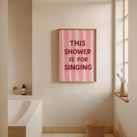 Cute Bathroom Pictures, Mid Century Modern Maximalist, Bathroom College, Quirky Bathroom Decor, Cute Bathroom Decor, Check Poster, Guest Room Sign, Quirky Bathroom, Cute Bathroom