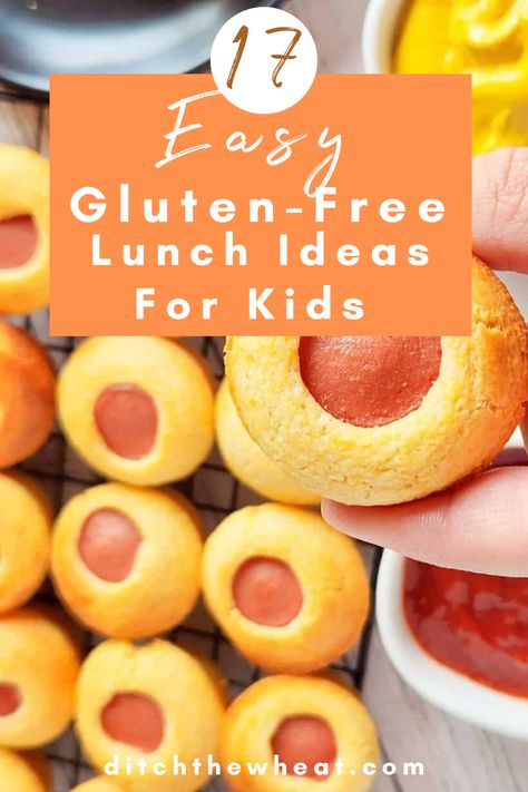 School lunches need to be tasty even if they’re gluten free. We have 17 amazing gluten free lunch ideas for kids for you to try out. Gluten Free Kids Party Food, Easy Gluten Free Lunch Ideas, Diy Uncrustables, Paleo Kids Lunch, Gluten Free Kids Snacks, Corn Dog Bites, Gluten Free Lunch Ideas, Gluten Free School Lunches, Gluten Free Chicken Nuggets