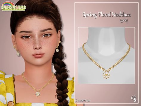 The Sims Resource - Sims 4 - Necklaces - WisteriaSims - Spring Floral Necklace for children Sims Medieval, Sims 4 Children, Sims 4 Teen, Sims4 Clothes, Sims 4 Cc Furniture, Sims 4 Mods Clothes, Sims 4 Game, Kids Necklace, Sims 4 Clothing