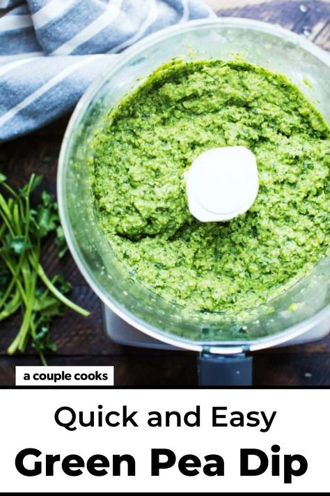 Everyone we’ve served this pea dip to raves about it! With just 3 ingredients, it’s an easy party appetizer to add to your list of party dip recipes. | appetizer recipes | dip recipes | vegetarian recipes | spring recipes | Pea Dip, A Couple Cooks, Party Dip Recipes, Vegan Recipes Plant Based, Vegetable Snacks, Party Dip, Mild Salsa, Crowd Pleasing Appetizers, Vegetarian Cookbook