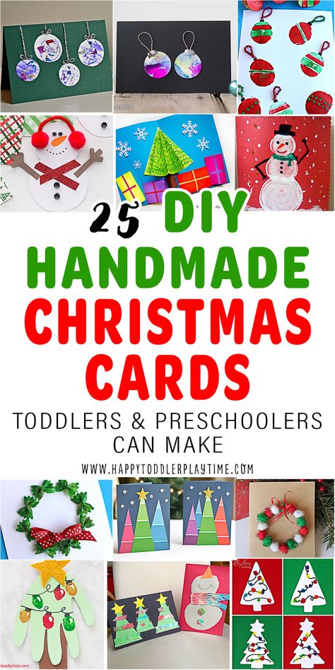 Easy Holiday Cards For Kids To Make, Kids Handmade Christmas Cards, Toddler Cards Handmade, Kids Christmas Cards Handmade, Toddler Christmas Cards, Free Printable Christmas Cards, Diy Christmas Card, Simple Holiday Cards, Diy Holiday Cards