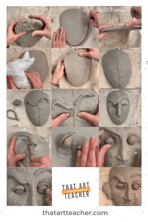 Clay Facial Expressions, Clay School Projects, Beginner Clay Sculpting Ideas, Clay Sculpture Art Project Ideas, Ap Ceramics Projects, Air Dry Clay Faces, Beginner Sculpting Projects, Clay Figure Tutorials, Clay For Kids Projects