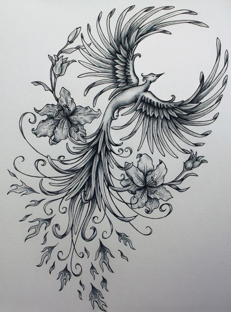 Female Phoenix Rising – Melsong Designs Blossoms Tattoo, Tato Phoenix, Rising Phoenix Tattoo, Tato Maori, Phoenix Tattoo Feminine, Tato Paha, Phoenix Bird Tattoos, Phönix Tattoo, Illustration Kunst