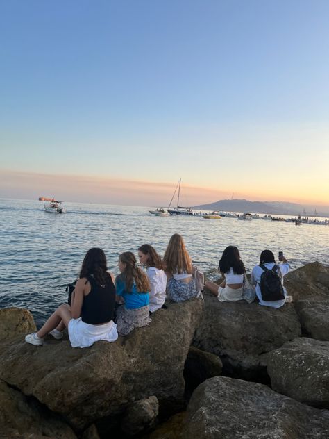 Study Abroad Spain, Sunset Over The Sea, Spain Aesthetic, Friend Vacation, Puerto Banus, Spain Holidays, Malaga Spain, Alicante Spain, Barcelona Travel