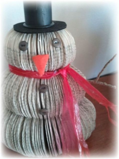 christmas decoration upcycled book snowman, christmas decorations, crafts, repurposing upcycling, seasonal holiday decor Book Snowman, Mesh Garland, Book Christmas Tree, Sparkle Ball, Snowman Christmas Decorations, How To Make Christmas Tree, Upcycle Books, Globe Decor, Book Folding