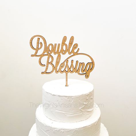 Excited to share this item from my #etsy shop: Double Blessing Cake Topper - Twins Baby Shower Cake Topper - Twins Baby Shower - Twins First Birthday #doubleblessing #easter #babyshower #twinscaketopper #genderrevealshower #twins #twinsbabyshower #personalizedname #genderrevealparty Twins Cake Topper, Cake For Twins Boy And Girl, Twin Babyshowers, Twins Cake Ideas, Twin Baby Shower Decorations, Twin Baby Shower Cake, Baby Shower Twins, Twins First Birthday, Baby Shower Badge