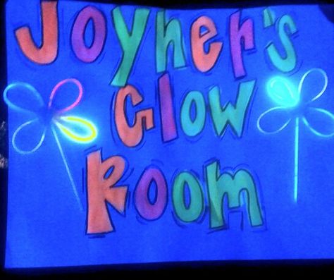 Door sign! Glow in the dark paint! Glow In The Dark Poster, Dark Poster, Glow In The Dark Paint, Cheer Posters, Dark Paint, Glow Party, Poster Ideas, Door Sign, Door Signs