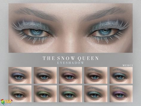 The Sims Resource - Holiday Wonderland - Snow Queen Eyeshadow Ice Clothes, Snow Makeup, Ice Witch, Witch Queen, Makeup Cc, Drag Queen Makeup, The Snow Queen, Female Vampire, Sims 4 Cc Makeup