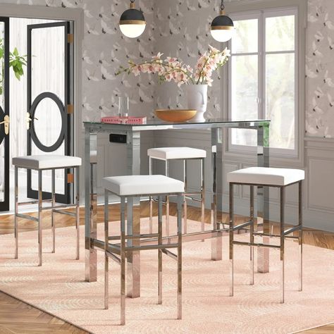 Wayfair | Bar & Counter Height Dining Sets You'll Love in 2023 Bar Dining Room Ideas, High Top Dining Room Table, Tall Dining Room Table, Glass Dinning Table, Tall Dining Table, Glass Bar Table, Counter Height Table Sets, Tall Table, Counter Height Dining Sets