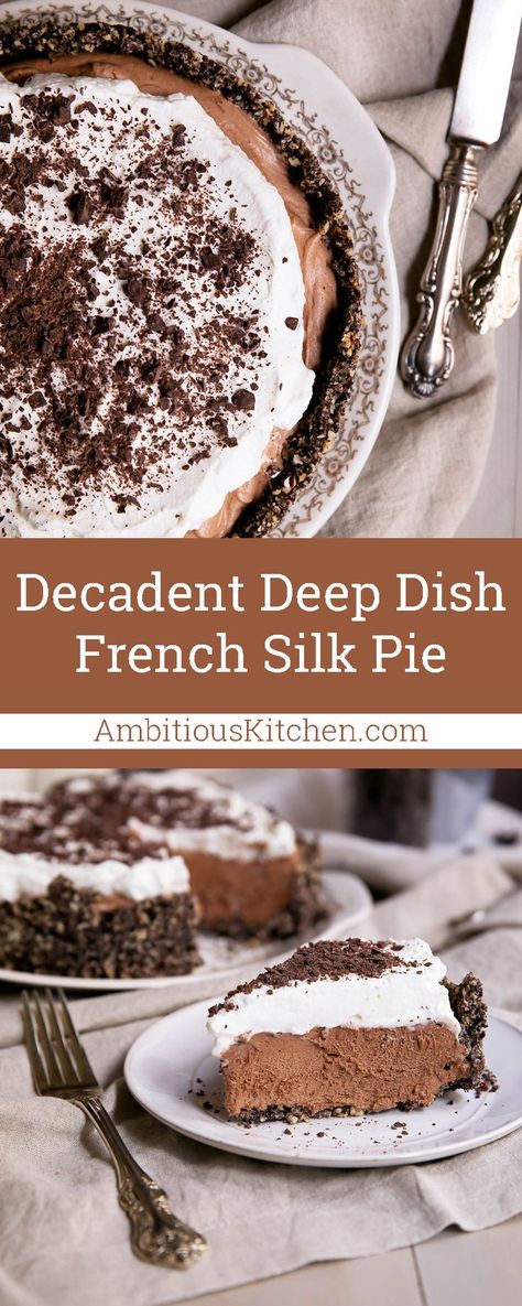 French Silk Pie Oreo Crust, Chocolate Silk Pie Recipe, Silk Pie Recipe, Chocolate Silk Pie, French Silk Pie, Silk Pie, Oreo Cookie Crust, Sweet Pies, Chocolate Pie Recipes