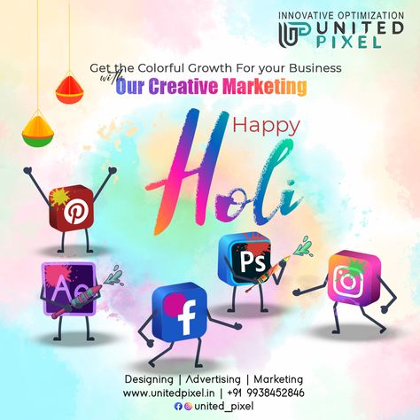 “Holi is an appropriate time to celebrate the colors of our beautiful relationship." United Pixel wishes you all a Colorful and Joyful Happy Holi. #unitedpixel #digitalmarketing #digitalmarketingagency #holi #holifestival #holihai #gulaal #buranamanoholihai #colorful #happyholi #festivalofcolors #holicelebration #rangbarse #Holi2023 #colorfulholi #bhubaneswar #bhubaneswardiaries #bhubaneswarsmartcity #bhubaneswarbuzz Holi Celebration, Holi Festival, Happy Holi, Smart City, Time To Celebrate, Digital Marketing Agency, Creative Market, Digital Marketing, The Unit