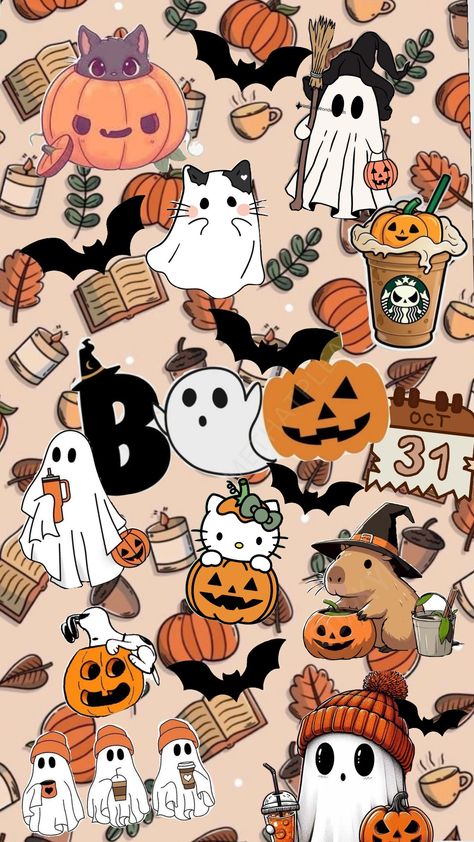 #halloween #wallpaper #halloweenwallpaper Cute Wallpapers Halloween, Wallpapers Halloween, Holiday Wallpapers, Halloween Wallpaper Cute, Holiday Wallpaper, Halloween Theme, All Holidays, Halloween Wallpaper, Halloween Themes