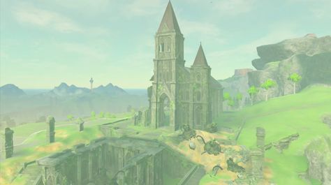 Nintendo reveals Temple of Time in new Breath of the Wild video Botw Landscapes, Breath Of The Wild Gameplay, Acnh Zelda, Background Perspective, Temple Of Time, Landscape Studies, Game Level Design, Zelda Game, Botw Zelda