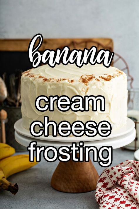 Banana Cream Cheese Frosting - A rich cream cheese frosting with subtle banana flavor. | CDKitchen.com Banana Cream Icing, Banana Cream Frosting, Banana Whipped Cream Frosting, Banana Icing Recipe Frostings, Banana Icing Recipe, Banana Cream Cheese Frosting, Banana Buttercream Frosting, Heavy Cream Frosting Recipes, Banana Filling For Cake