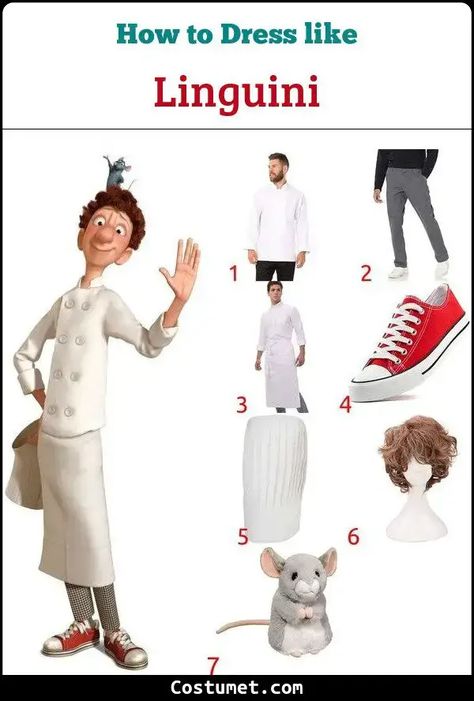 Cosplay Characters Disney, Linguini And Colette Costume, Ratatouille Family Halloween Costume, Linguine Ratatouille Costume, Remy Ratatouille Outfit, Ratatouille Outfit Ideas, Remy Halloween Costume, Ratatouille Family Costume, Ratatouille Costume Family