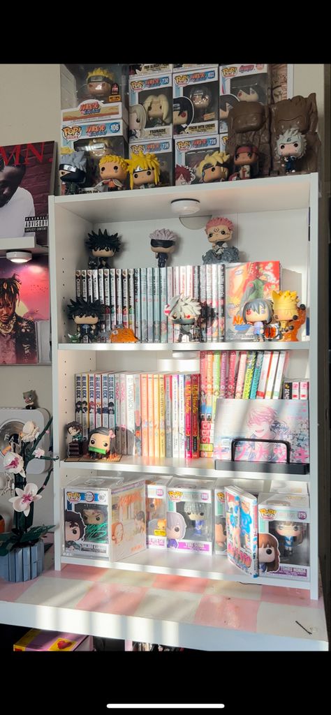 manga collection/figures/lego/naruto Naruto Figures Collection, Anime Bookcase, Manga And Figure Shelf, Naruto Manga Aesthetic, Anime Collection Room, Manga Collection Shelf, Manga Collection Room, Cute Gojo Satoru, Otaku Room Aesthetic