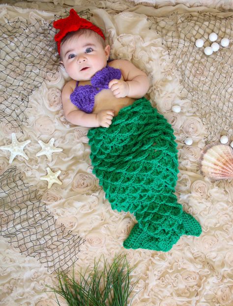 Crochet Baby Mermaid Tail, Crochet Seashell, Baby Mermaid Tail, Baby Mermaid Crochet, Seashell Top, Mermaid Crochet, Seashell Pattern, Crochet Mermaid Tail, Crochet Photo Props