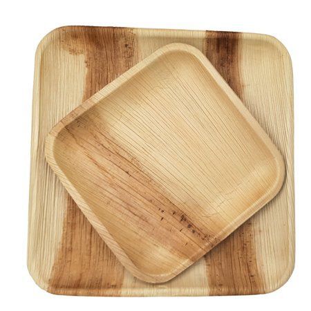 Dtocs Palm Leaf Plate Square - 10" Dinner (25), 7" Dessert (25), Kids Unisex, Size:Small, Brown Tailgate Setup, Fall Wedding Place Settings, Bamboo Placemats, Palm Leaf Plates, Bamboo Cups, Leaf Plate, 10 Dinner, Clever Gadgets, Bamboo Plates