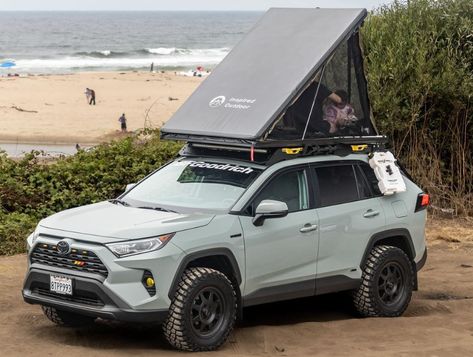 RAV4 Roof rack Weight Limit - ToyotaRAV.com Toyota Rav4 Interior, Rav4 Interior, Rav4 Custom, Rav4 Offroad, Safety On The Road, Rav4 Car, Ski Rack, Solo Camping, Adventure Car