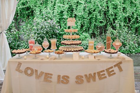 "Love is Sweet" sign for dessert table. White letters would show up nice against a purple table linen. Chocolate Fountain Wedding, Casual Elegant Wedding, Lolly Buffet, Chocolate Fountain, Wedding Sweets, Diy Desserts, Candy Table, Wedding Quotes, Wedding Candy