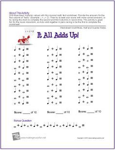 Music Theory Worksheets Free Printable, Music Theory Printables, Free Music Theory Worksheets, Piano Worksheets, Rhythm Worksheets, Note Values, Math Fact Worksheets, Music Math, Music Theory Worksheets