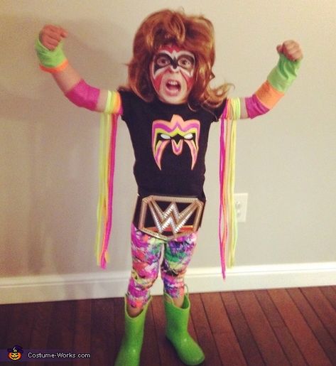 The Ultimate Warrior Costume                                                                                                                                                                                 More The Ultimate Warrior Wwe, Women Wrestlers Costume, Family Wrestler Costumes, Wwe Wrestlers Costumes, Wwe Halloween Costumes, Wrestler Halloween Costume, Ultimate Warrior Costume, Wwe Halloween, Wrestler Costume