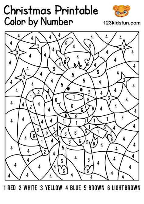 Free Christmas Printables for Kids. You will find Coloring Pages, Tracing, Color By Number with Santa Claus, Christmas tree, Rudolph, Gingerbread, Angel... Colour According To Numbers, Christmas Coloring Pages Free Printable Color By Number, Christmas Puzzles For Kids Free Printable, Christmas Colour By Numbers For Kids, Christmas Kids Printables, Christmas Colour By Number, Christmas For Preschool, Classroom Christmas Games For Kids, Christmas Color By Number Free Printable