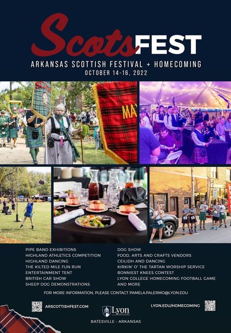 Lyon College Arkansas, Batesville Arkansas, College Homecoming, Traditional Scottish Food, Anniversary Traditions, Scottish Festival, Highland Dance, Scottish Culture, Hot Springs Arkansas